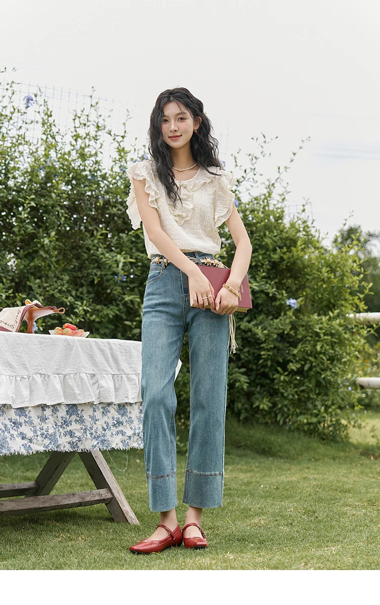 MISHOW Chinese Button Up Blouse Flying Sleeve with Camisole MXD21X1374