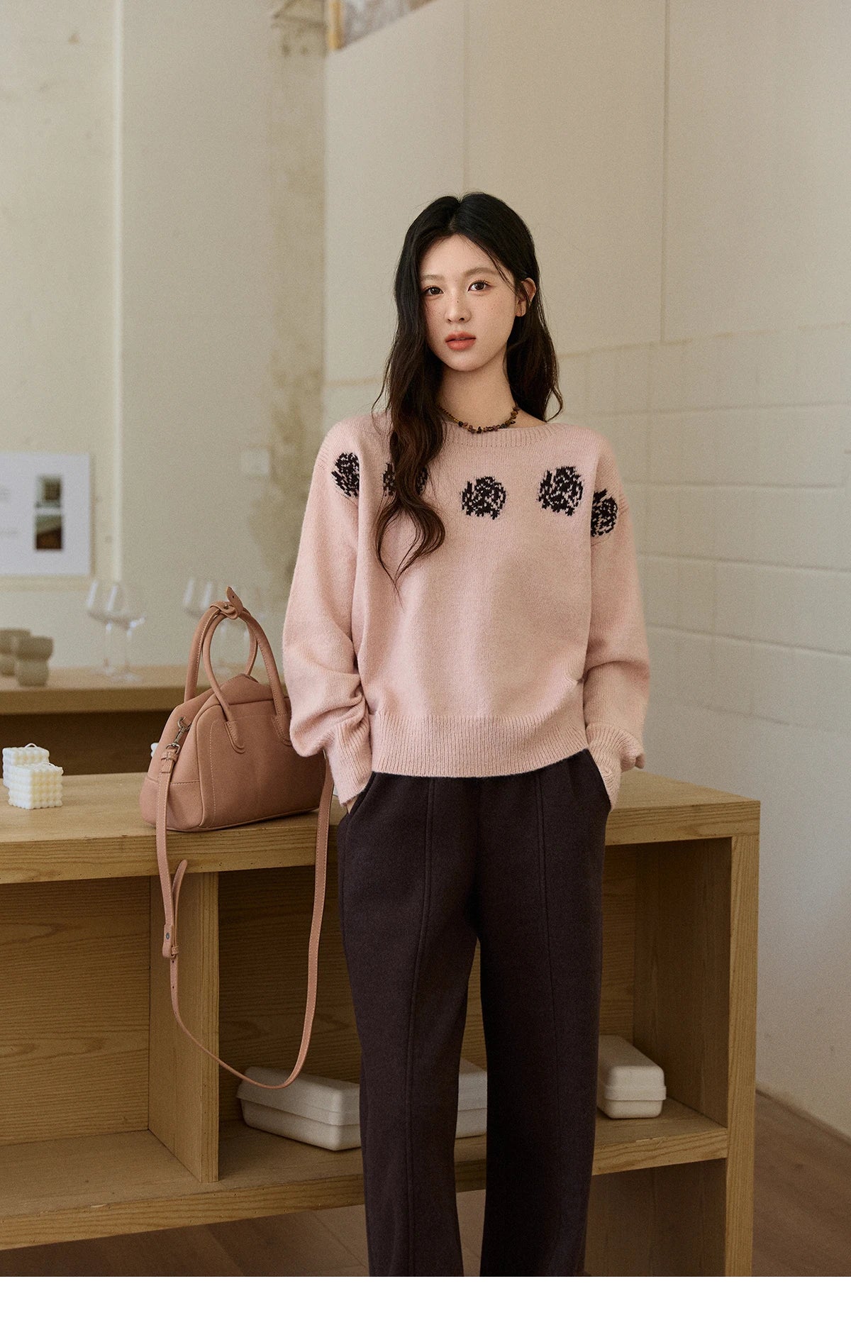 MISHOW High Waist Wide Leg Pants Fleece Warm Knit MXE92K1127