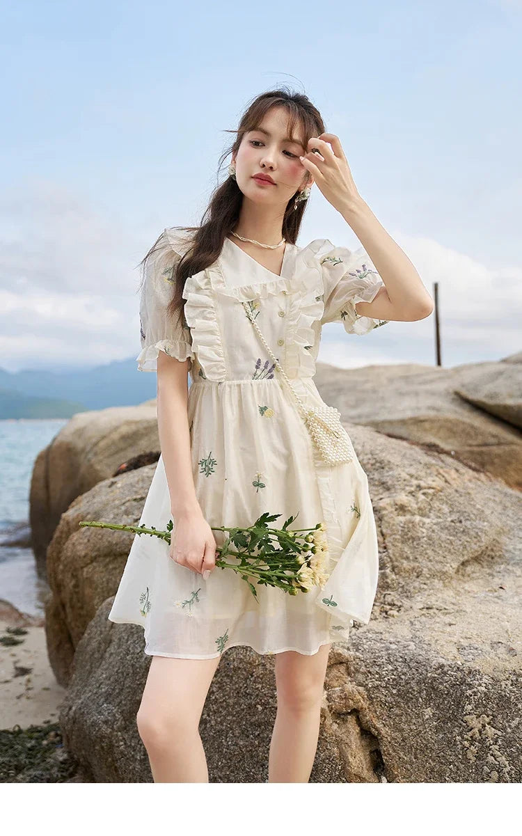 Mishow Fairycore Floral Flare Sleeve Ruffled Dress MXC38L1518