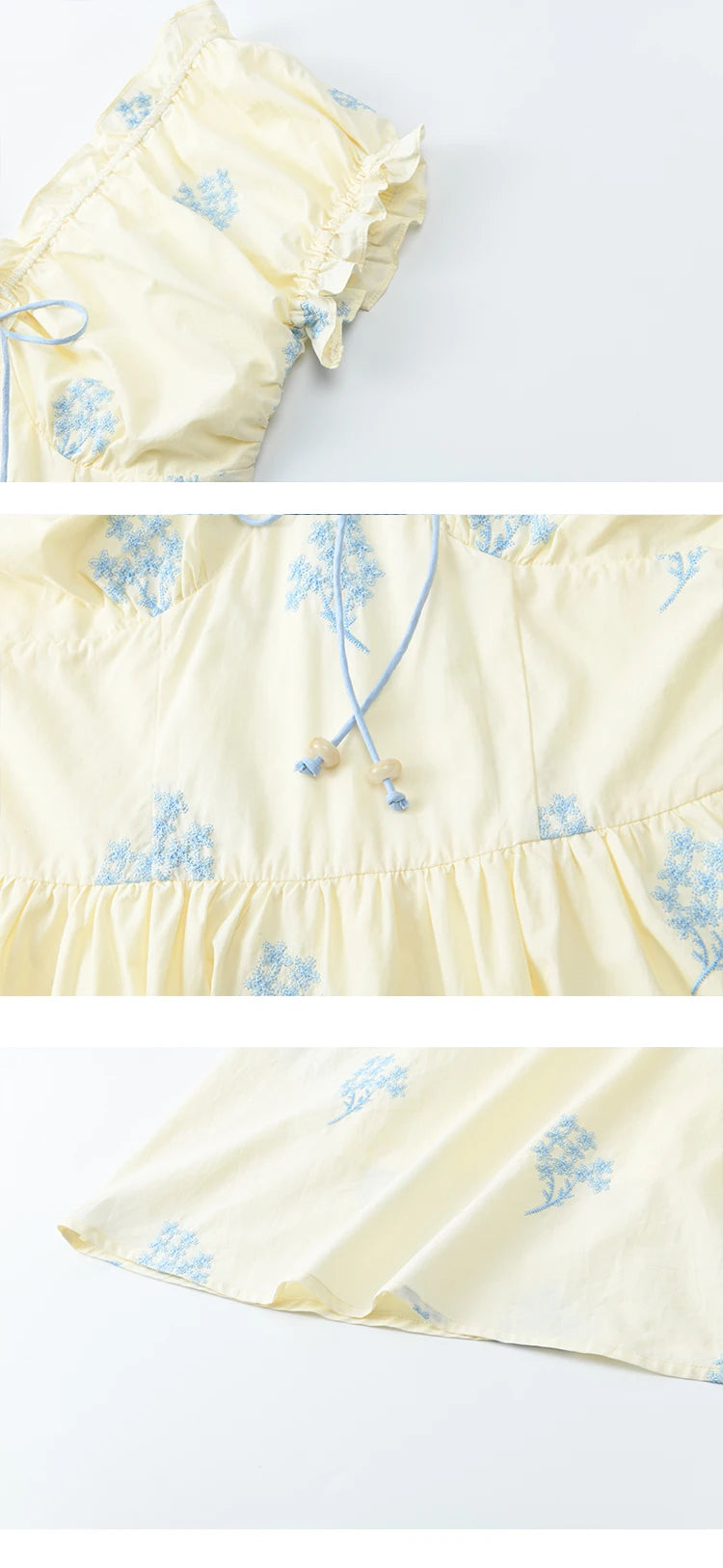 Mishow French Print Puff Sleeve Cotton Dress MXE32L2210