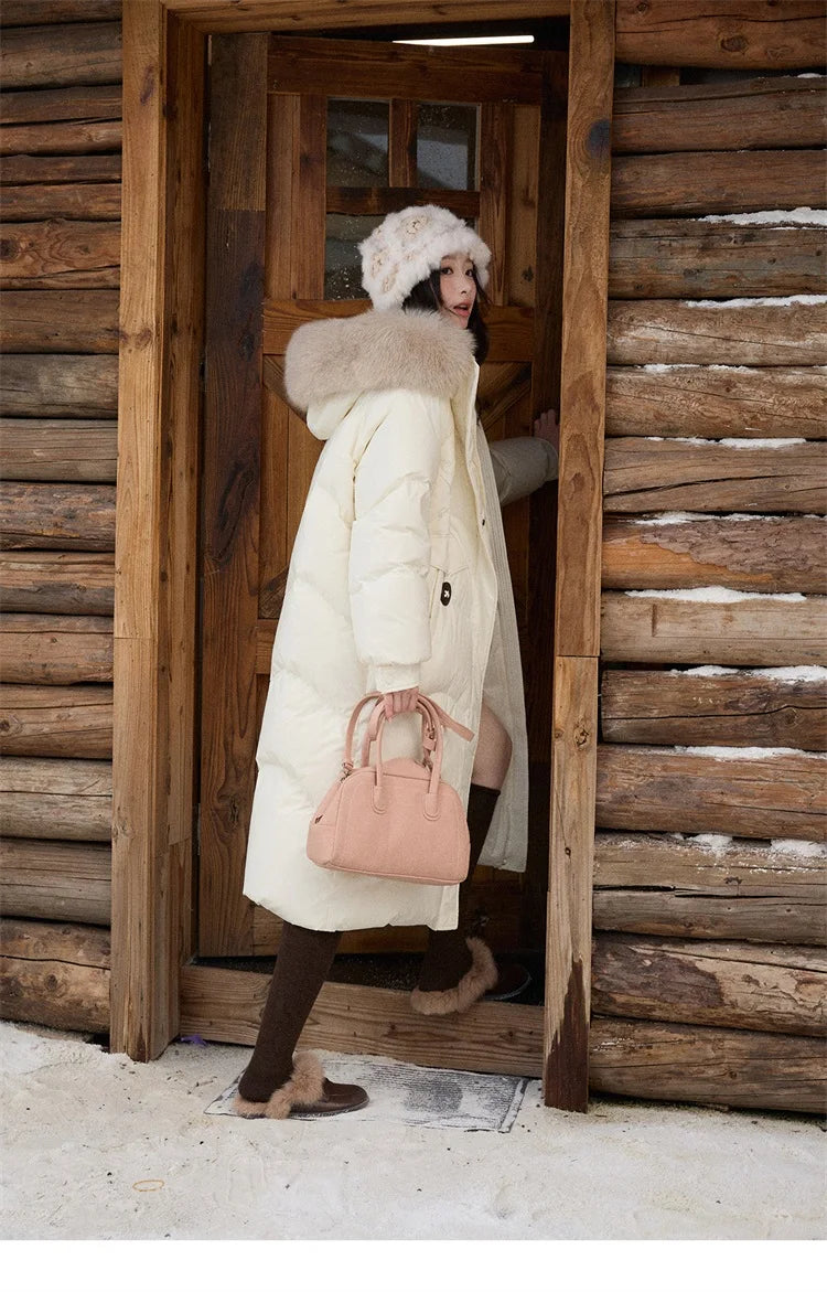 Mishow Fox Fur Collar 90% White Duck Down Jacket MXE51Y0082