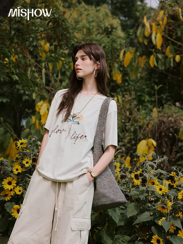 Mishow Coconut Tree Print Straight Tee MXE31T0520