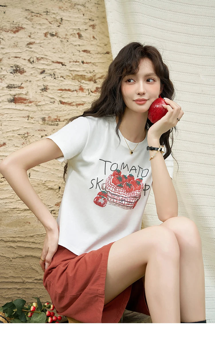 MISHOW Red Casual Shorts High Waist Loose Straight Leg Pockets MXD25K0679