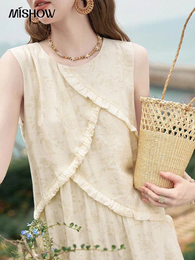 Mishow French Auricularia Edge Lace-Up Vest Dress MXD26L1821
