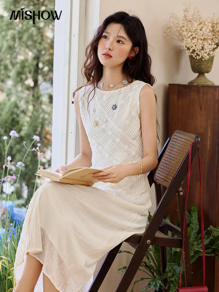 Mishow Asymmetric Lace Fishtail Flower Dress MXE35L2301