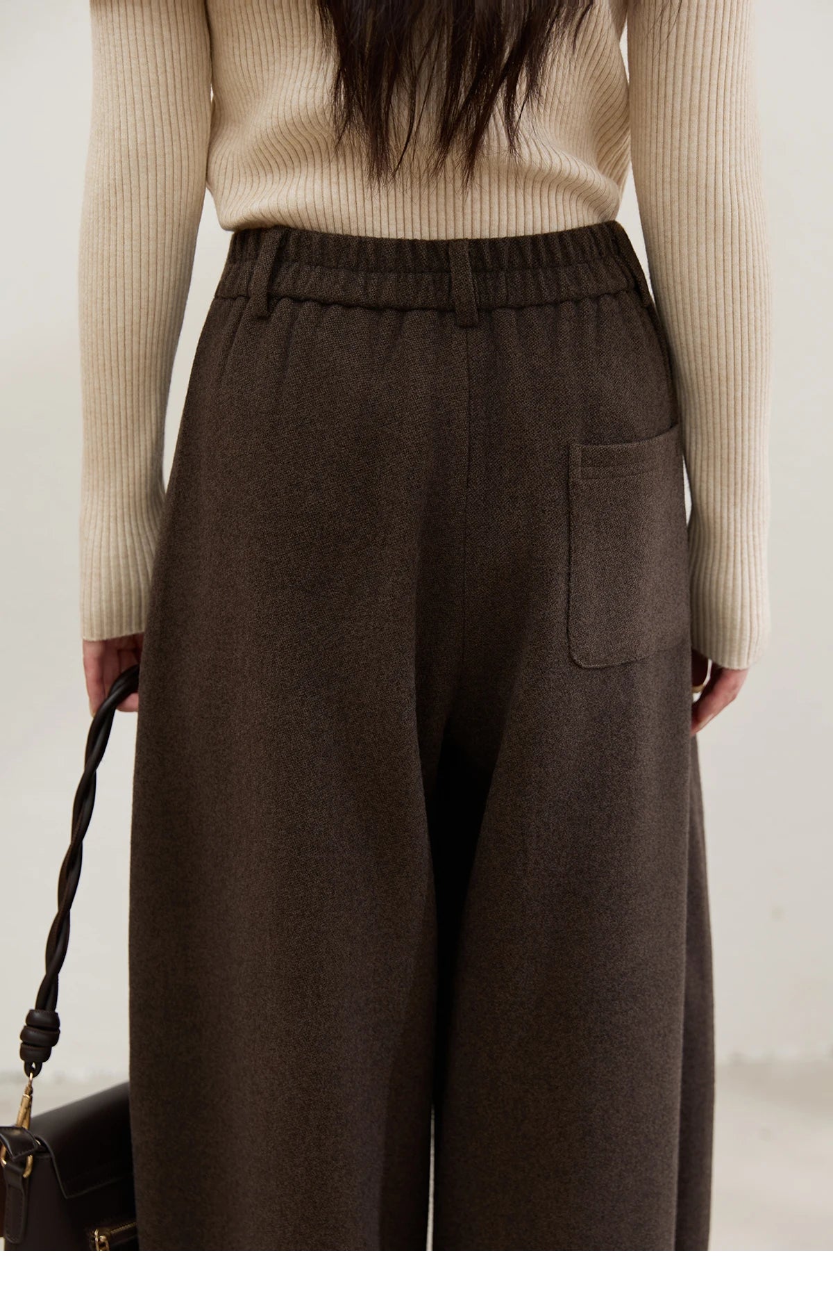 MISHOW Retro Brown Wide-Leg Pants High Waist Drape MXE88K1122