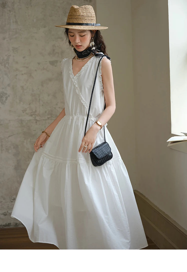 Mishow V-Neck Lace Drawstring Waist Dress MXE37L2331