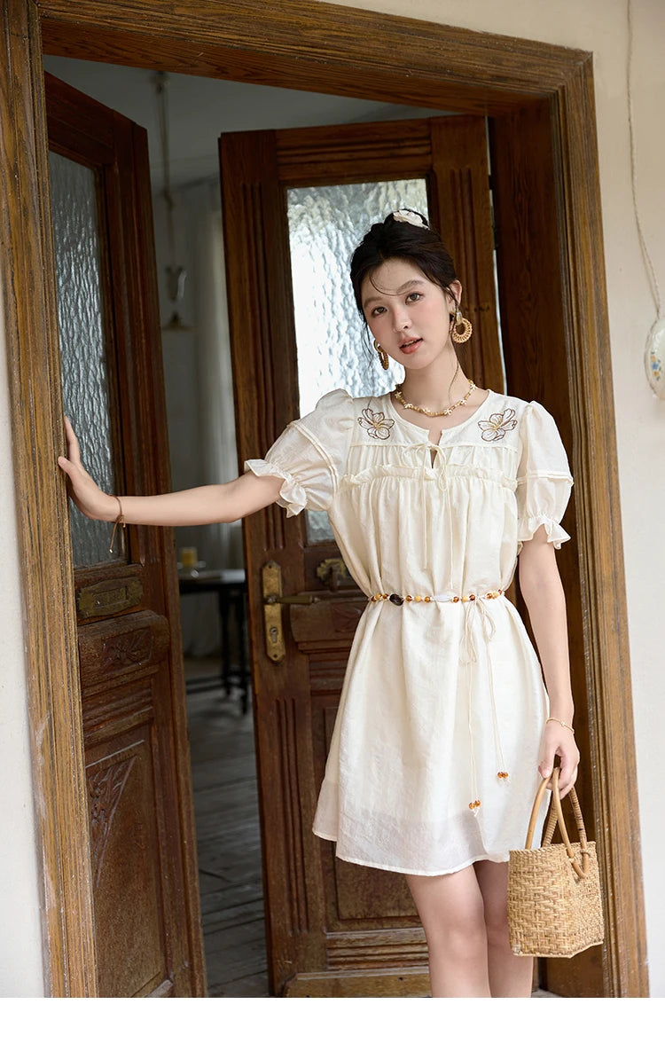 Mishow Jacquard Embroidered Bubble Sleeve Dress MXD30L1864
