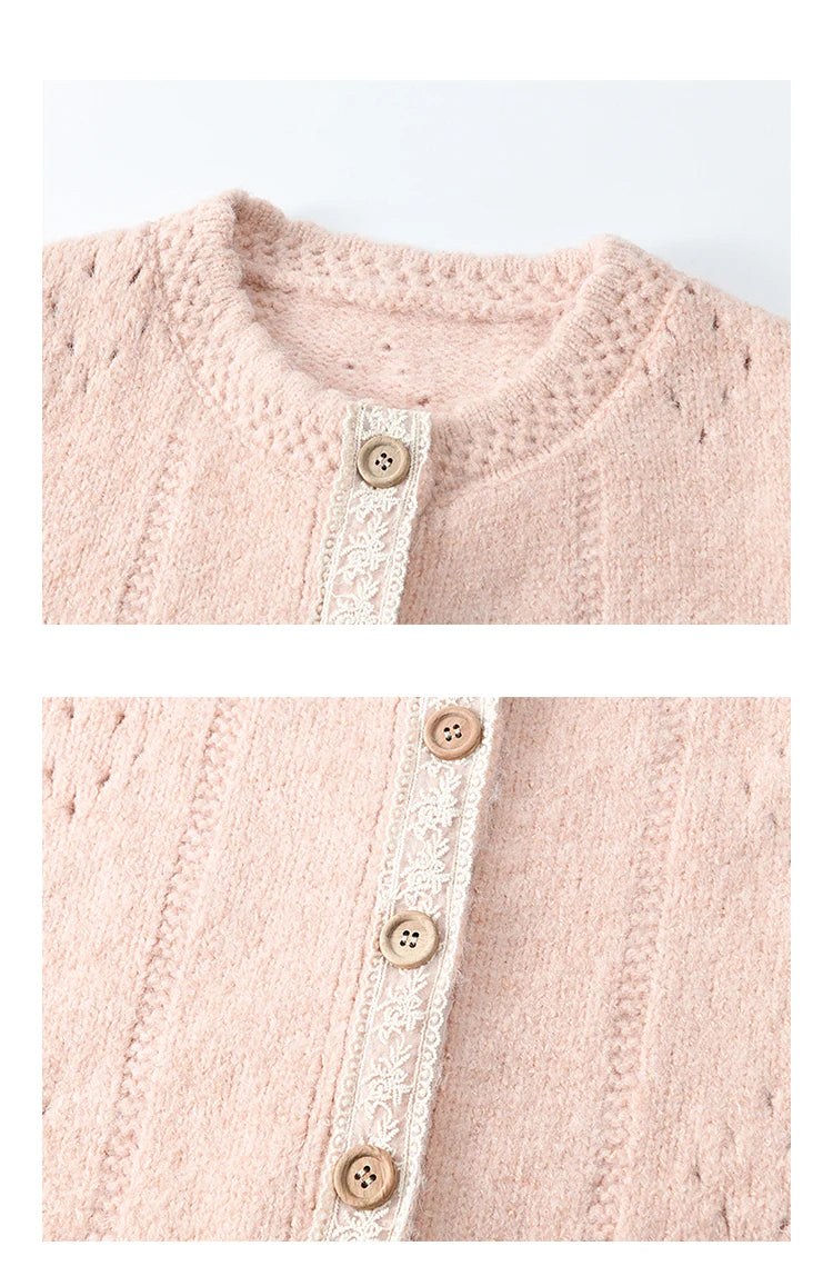 Women's Pink Wool Blend Cardigan Sweater MXD56Z1064