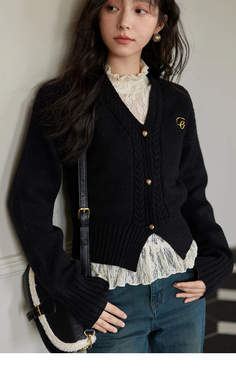 Mishow Elegant V-Neck Vintage Short Cardigan MXD48Z0848