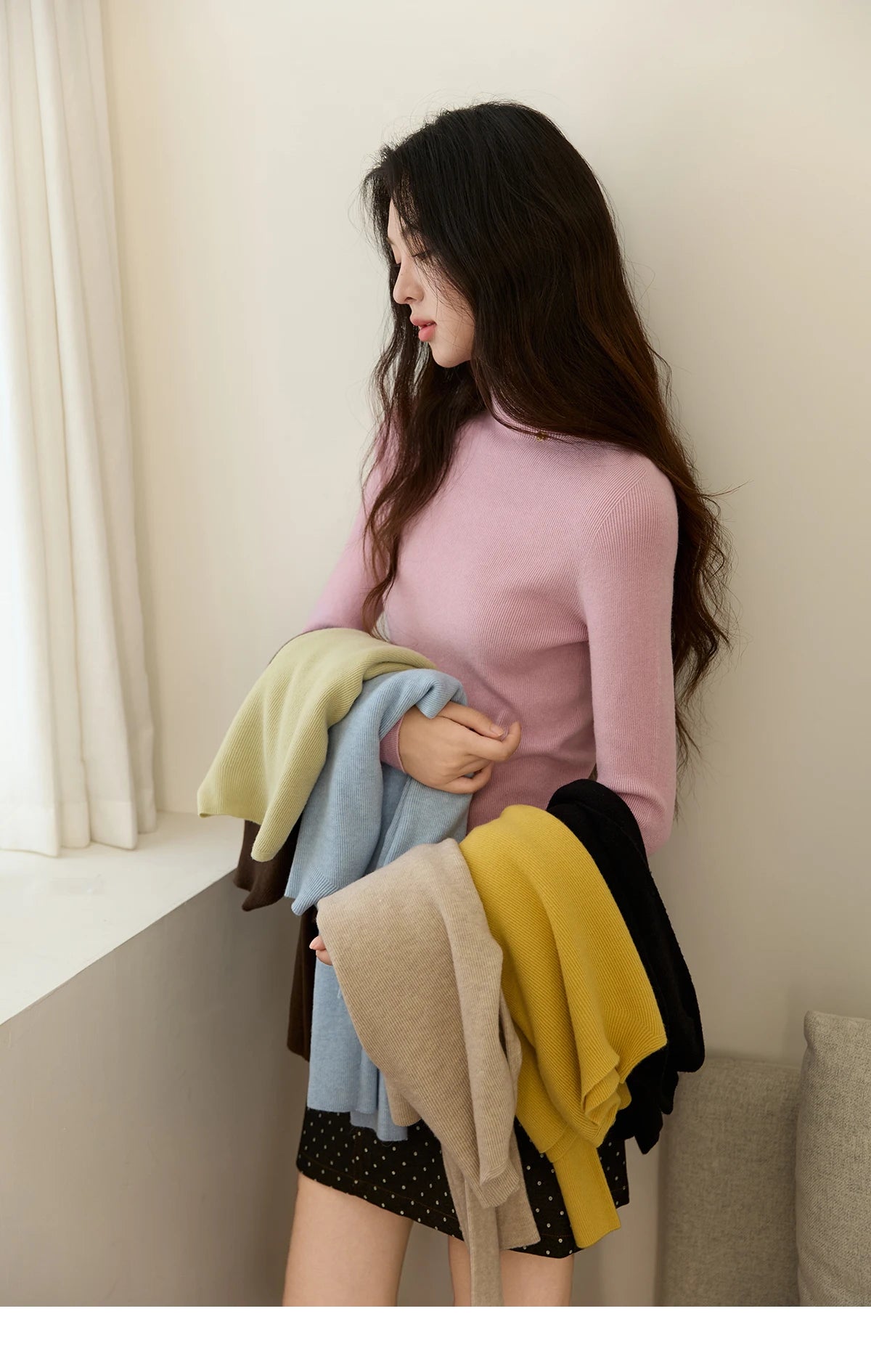 Mishow Minimalist Mock Neck Slim Pullover MXE48Z2583