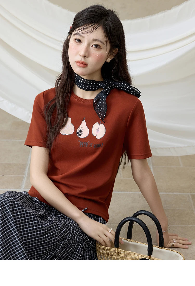 Mishow Cartoon Print Slim Office Tee MXE33T0500