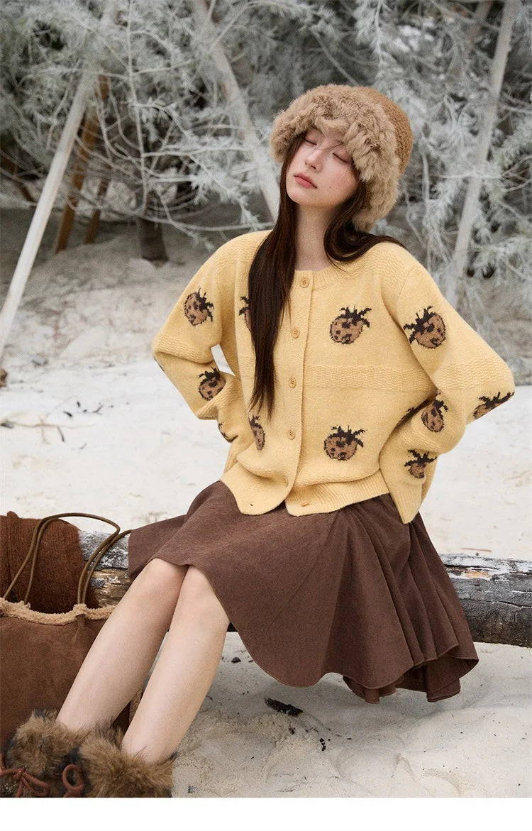 Mishow Funny Pineapple Jacquard Round Neck Cardigan MXE87Z2752