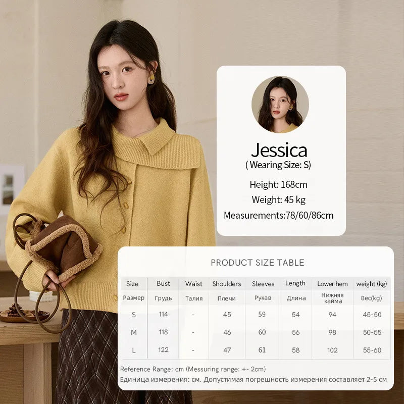 Mishow Mustard Yellow Asymmetric Collar Dropped Sleeve Cardigan MXE93Z2936