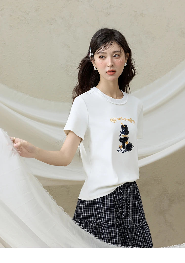 Mishow Dog Embroidered Cartoon Tee MXE33T0540
