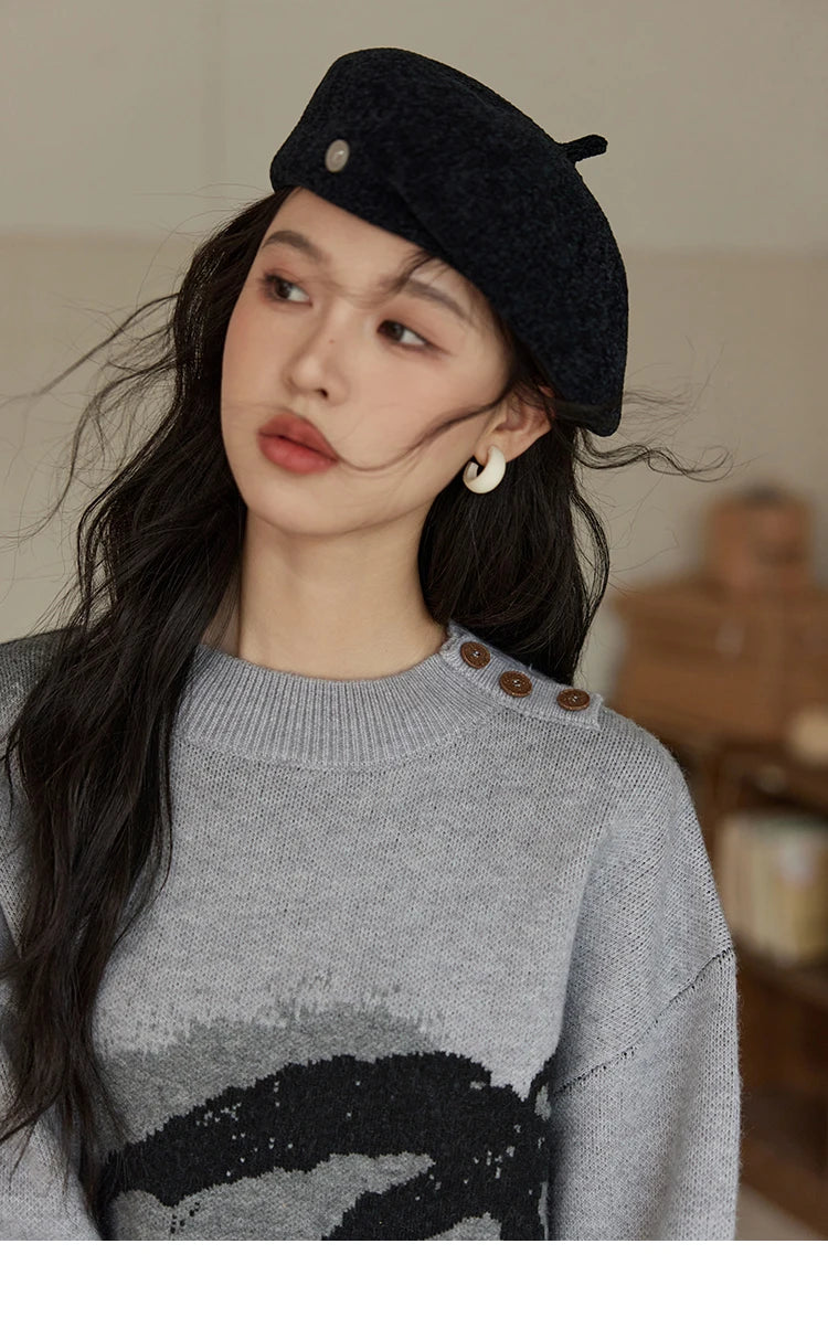 Mishow Tassel Half High Neck Lantern Sleeve Pullover MXD43Z0680