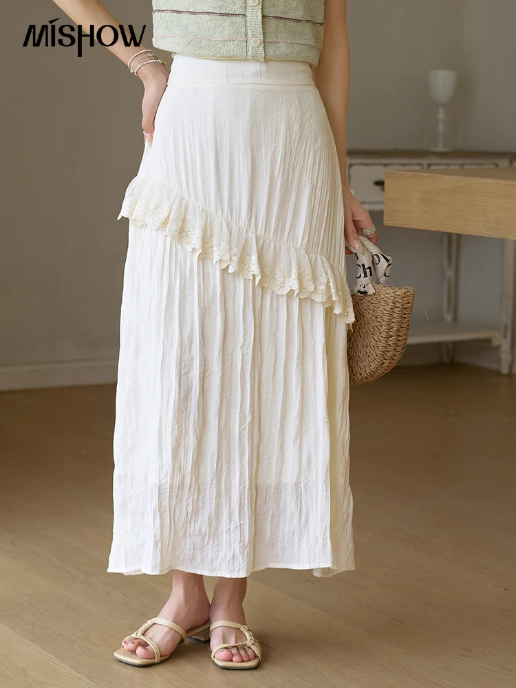 MISHOW Lace Edge Skirt Ruffle High Waist A-Line Cake MXD30B0385