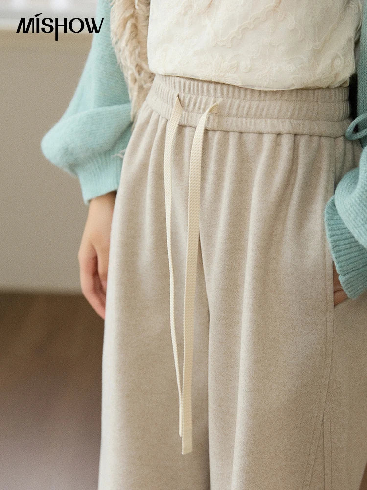 MISHOW Wide-Leg Pants High Waist Straight Lace-Up Loose MXE89K1100