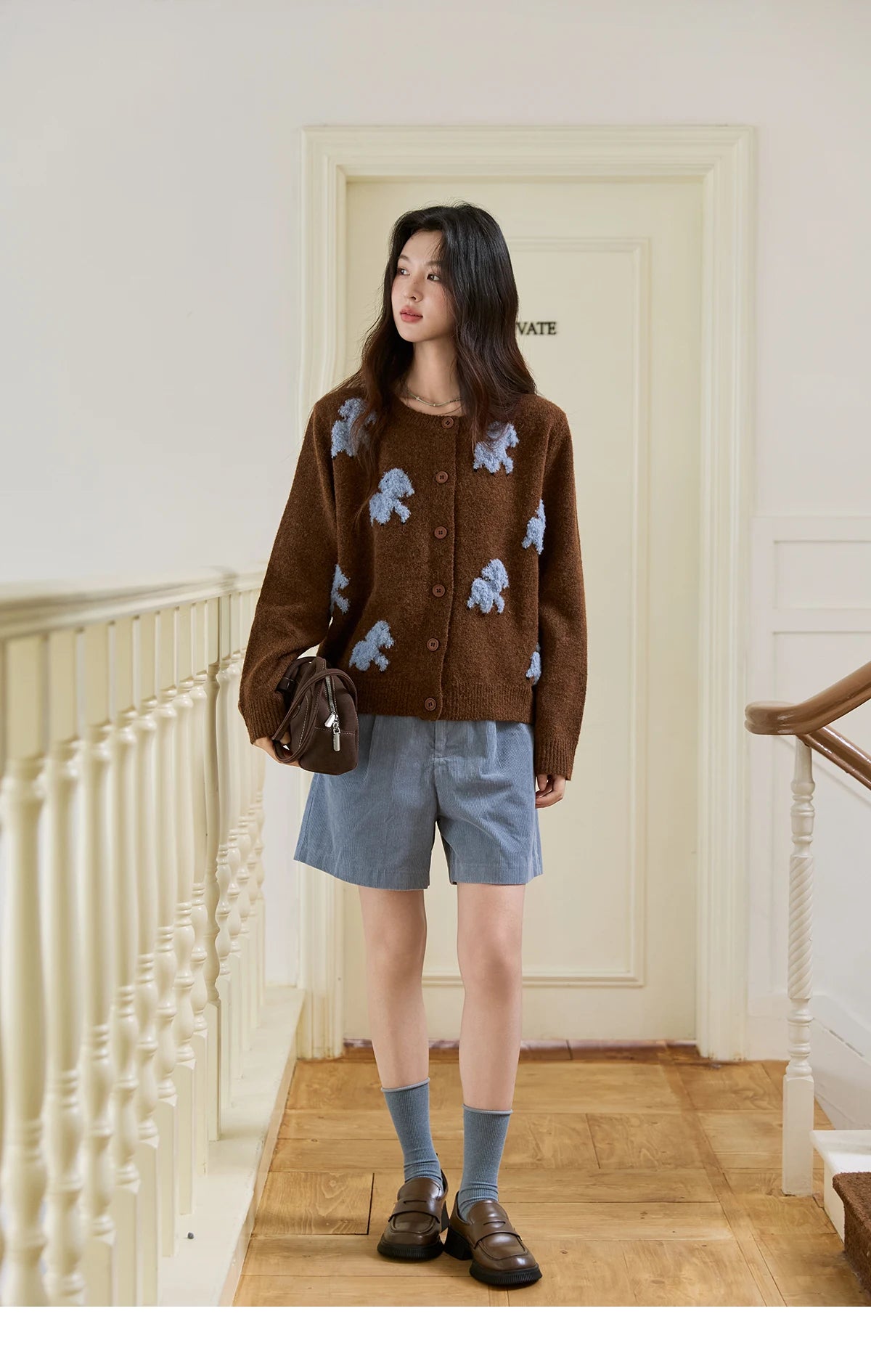 Mishow Lamb Jacquard Round Neck Cardigan MXE48Z2571