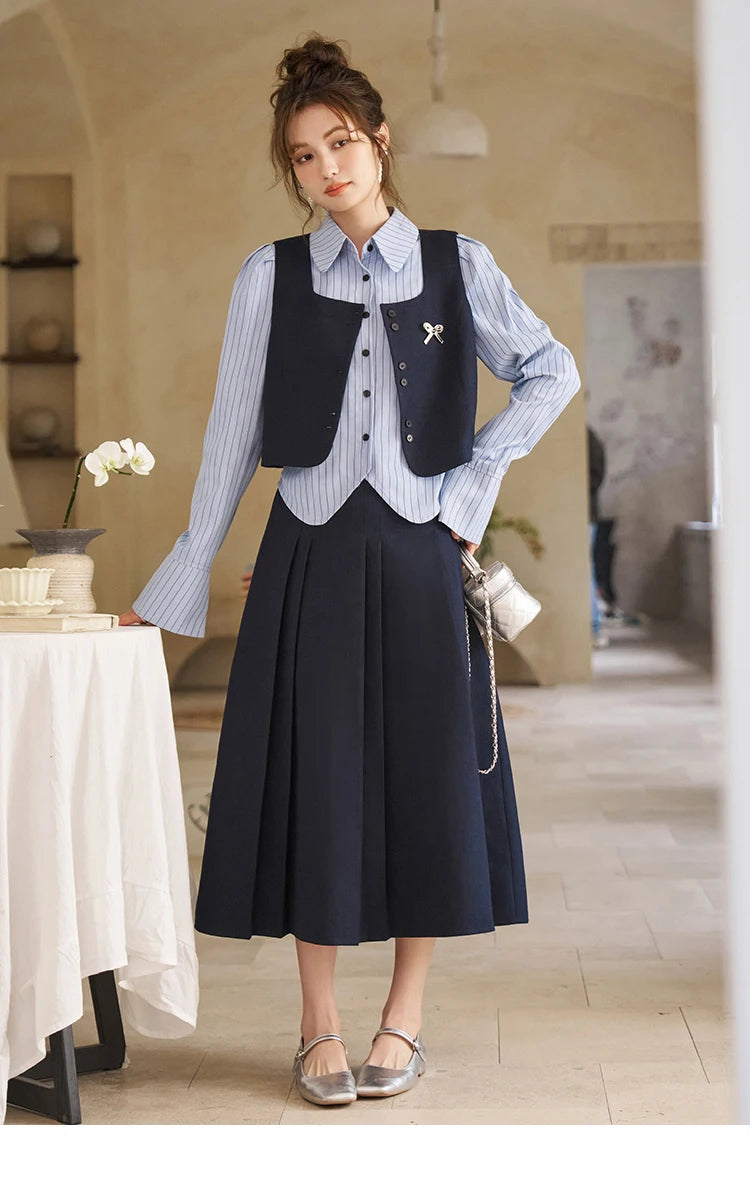 Mishow French Bow Square Neck Vest Coat MXD12W0294