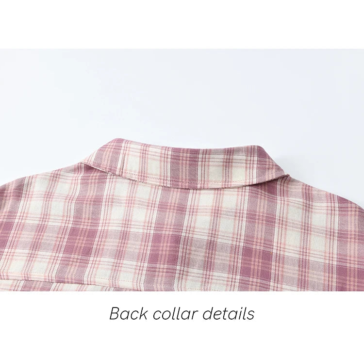 MISHOW Purple Plaid Cotton Shirt Polo Neck Pockets MXE14C0417