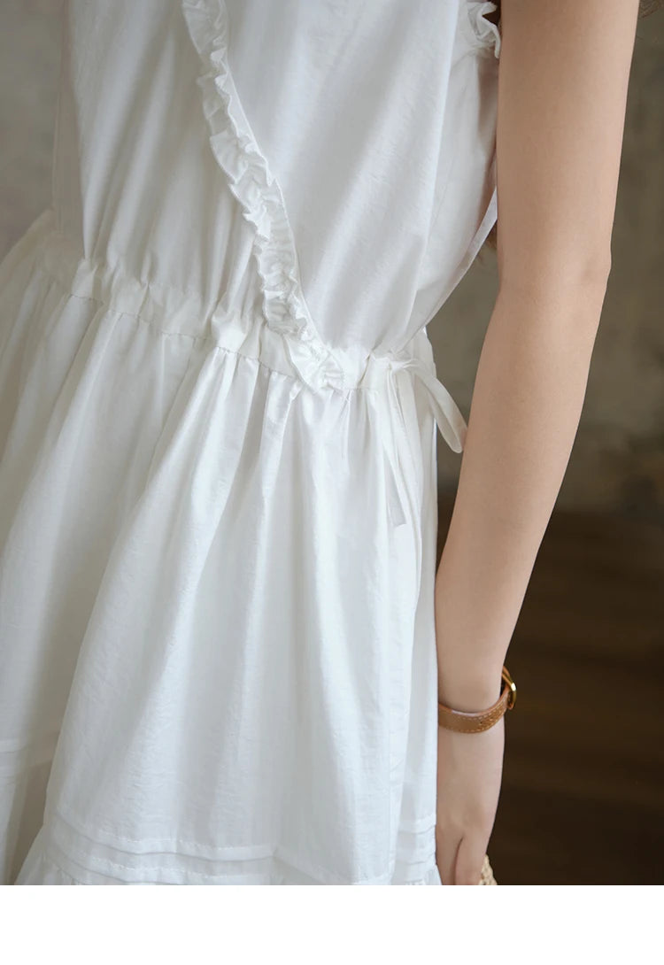 Mishow V-Neck Lace Drawstring Waist Dress MXE37L2331