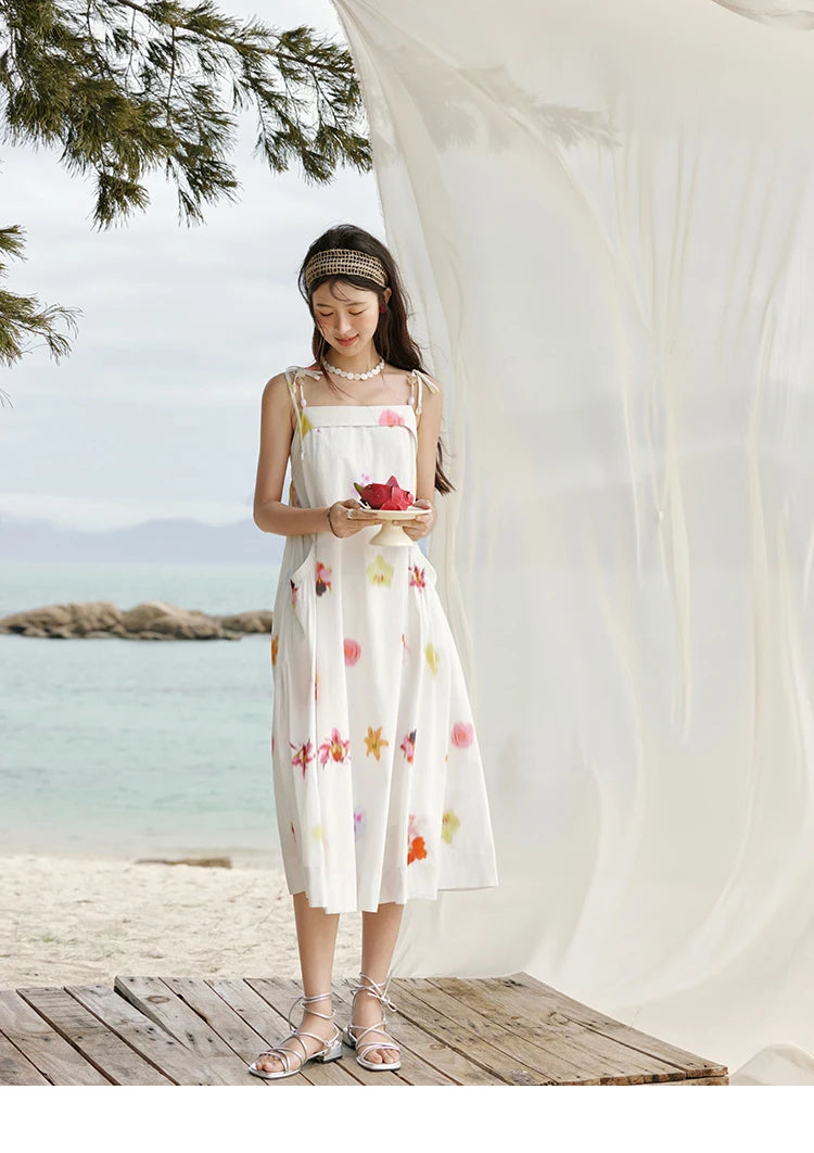 Mishow Korean Floral Shell Decoration Camisole Dress MXE32L2213