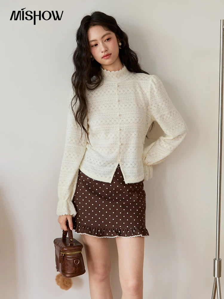 Mishow Elegant Half-High Collar Lace Shirt MXE48X2501