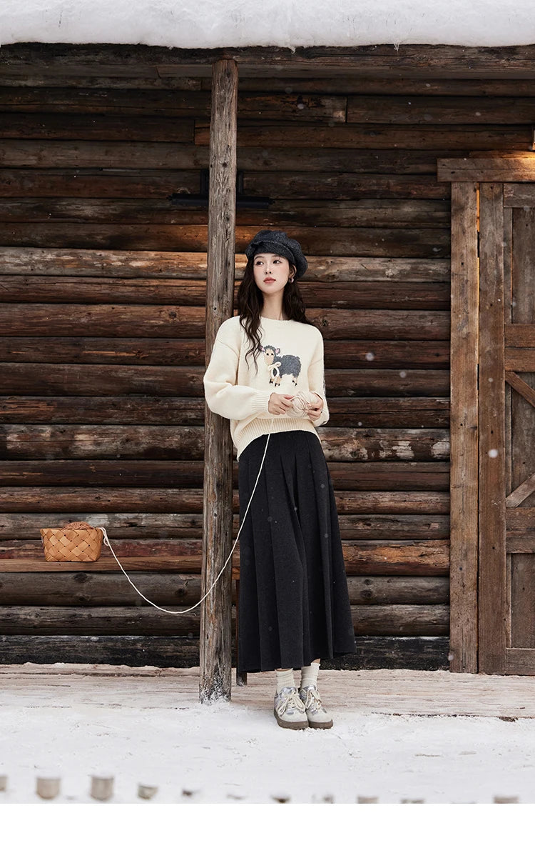 Mishow Soft Lamb Color Clash Spliced Pullover MXD59Z1140