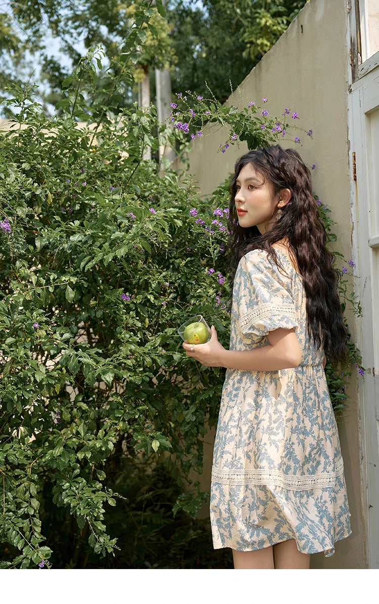 Mishow French Floral U-Neck Lace-Up Doll Dress MXD27L1898