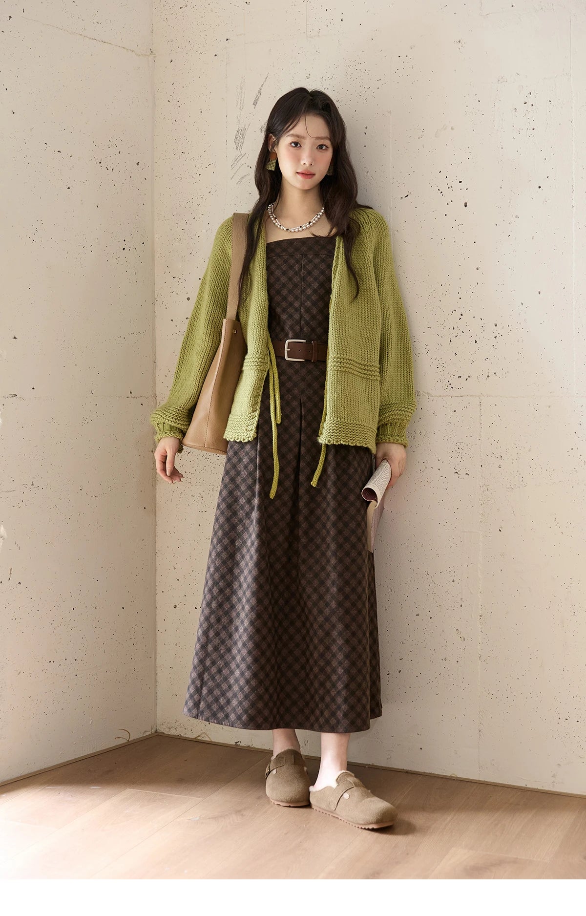Mishow Avocado Green Lantern Sleeve Lace-Up Cardigan MXE51Z2694