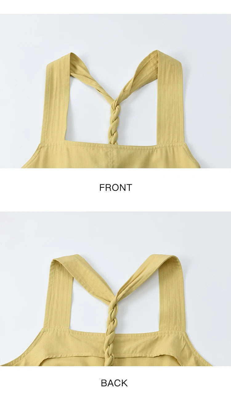 Mishow Lemon-Yellow Cargo Pocket Square Neck Dress MXE35L2302