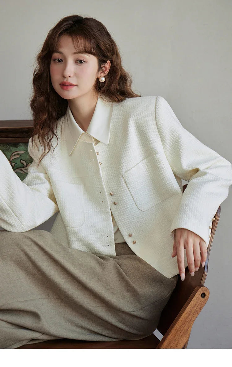 Mishow Retro Round Neck Gold Button Jacket MXC44W0072