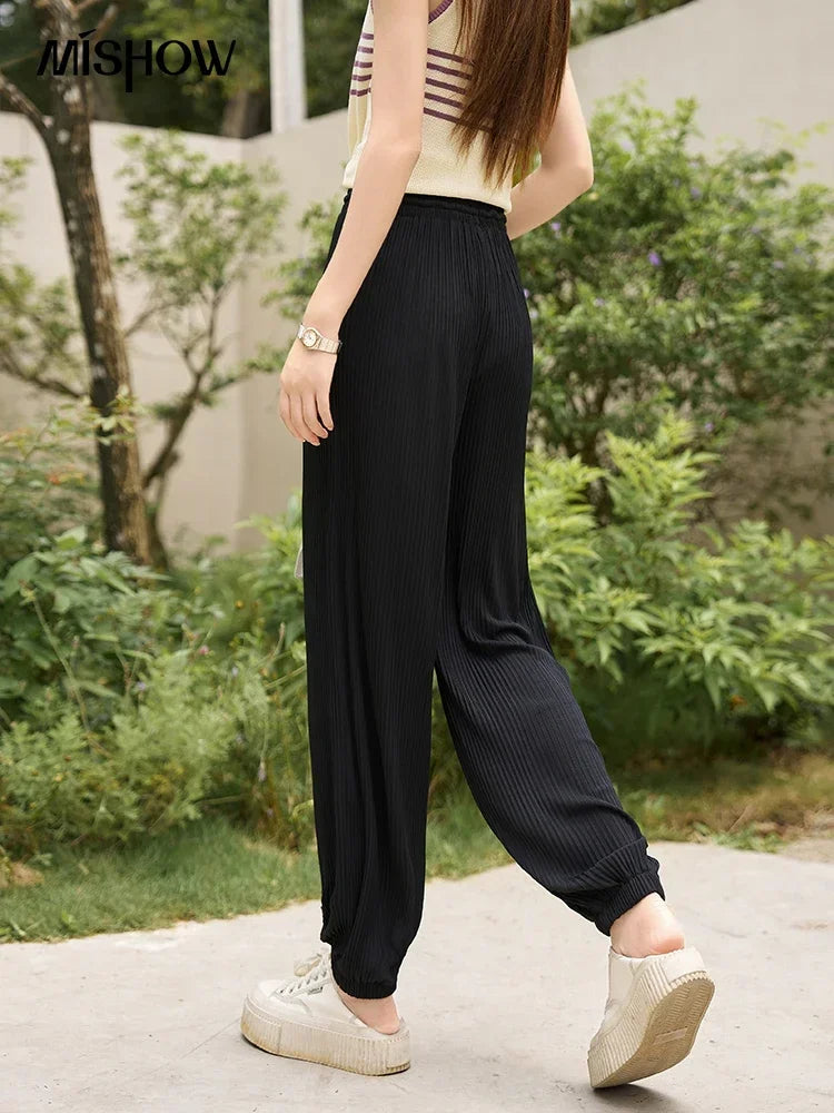 MISHOW High Waist Slim Straight Pants Elastic Ankle-Length MXC33K0069