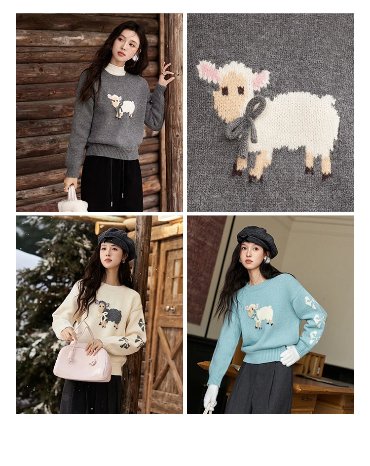 Mishow Soft Lamb Color Clash Spliced Pullover MXD59Z1140