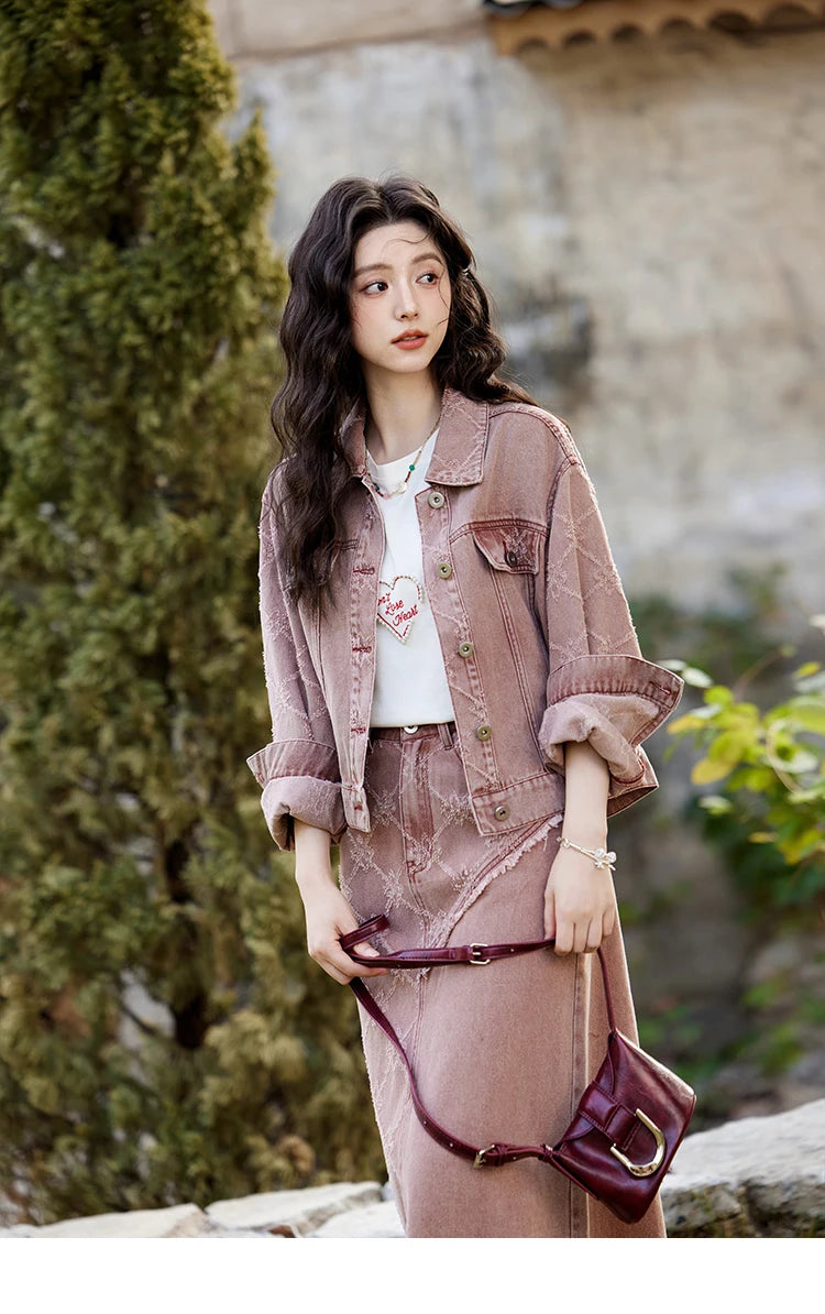 Mishow Apricot Heart Print Positive Shoulder Tee MXE11T0491