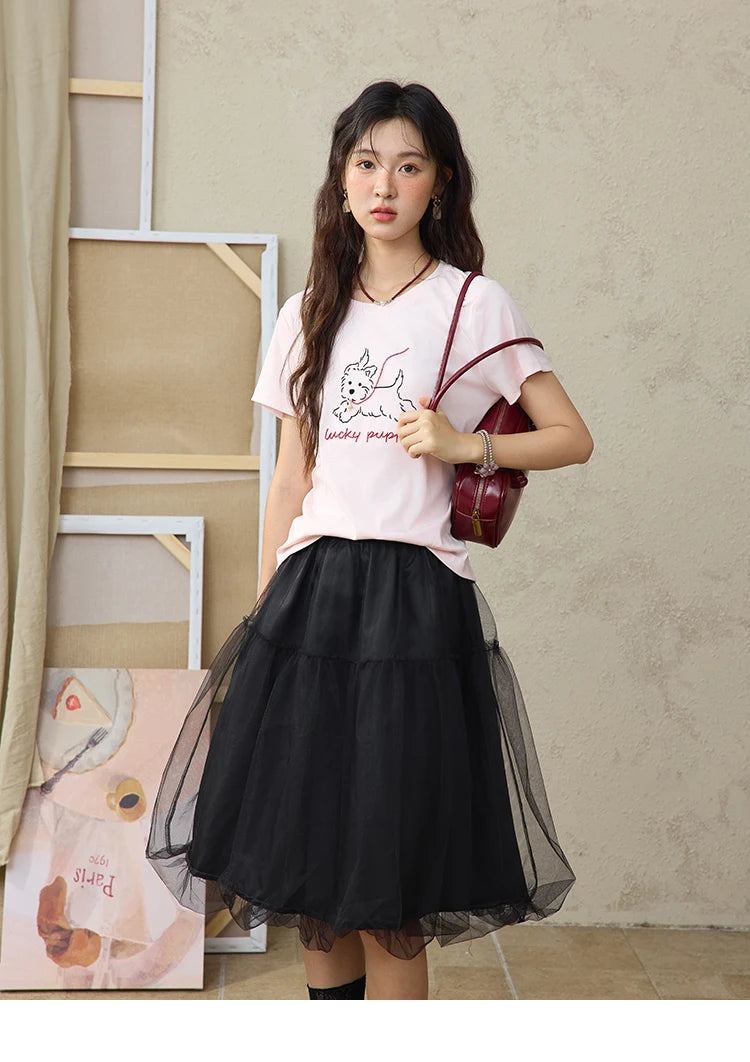 Mishow Cute Puppy Printed Short Sleeve Tee MXE36T0640