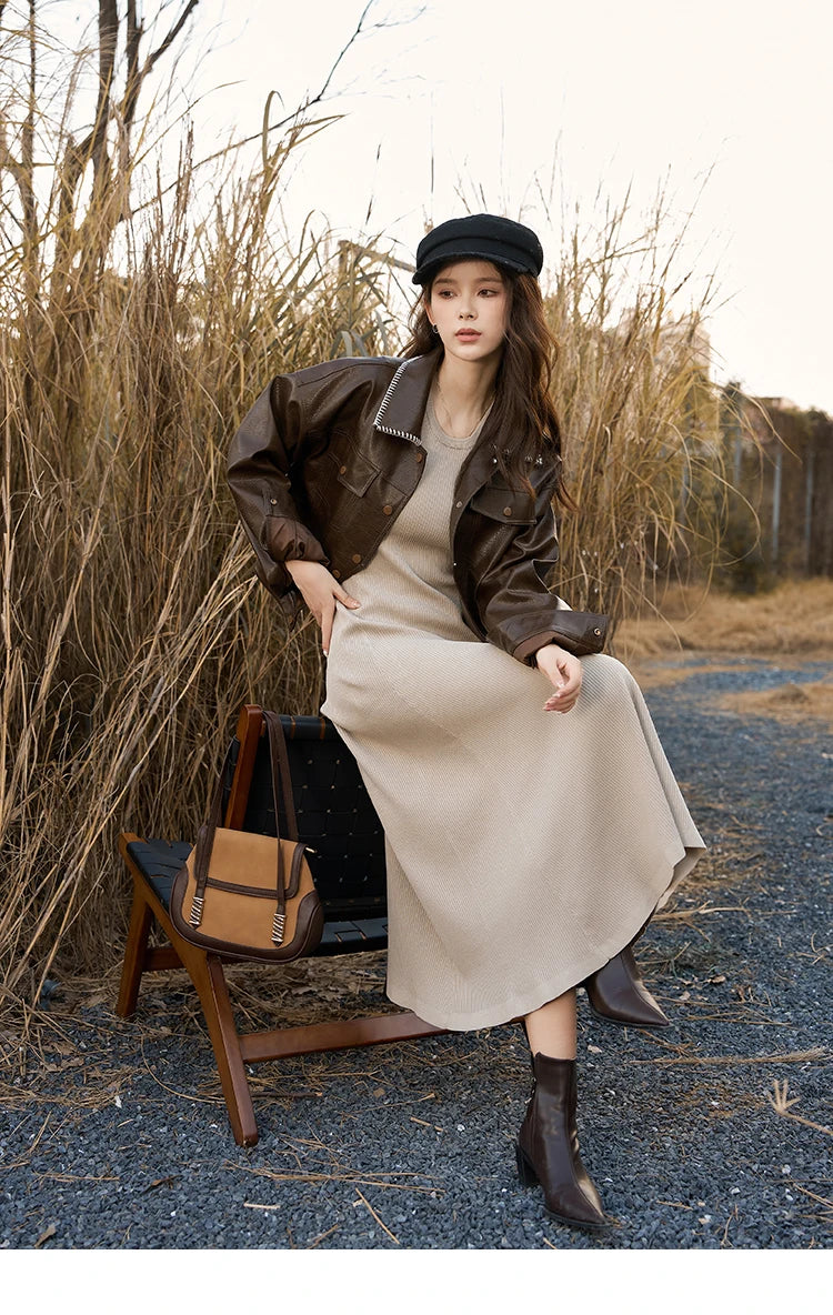 Mishow Knitted Round Neck Sleeveless A-LINE Dress MXC43L1590