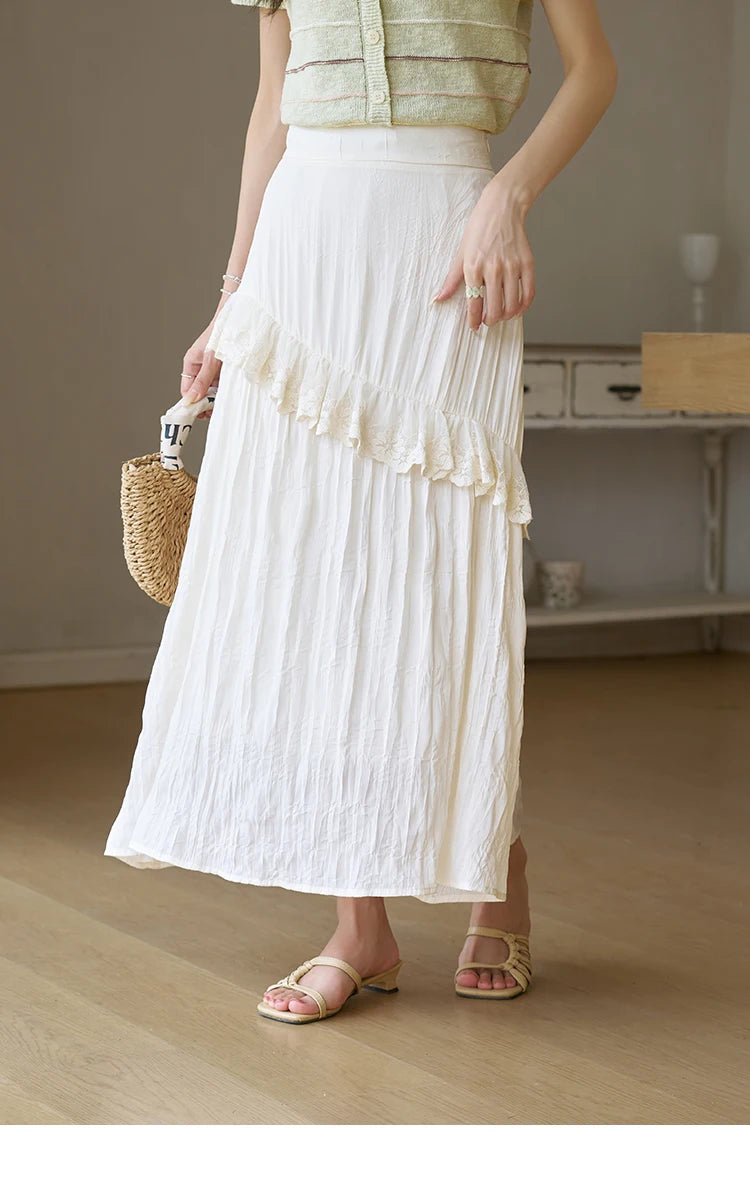 MISHOW Lace Edge Skirt Ruffle High Waist A-Line Cake MXD30B0385