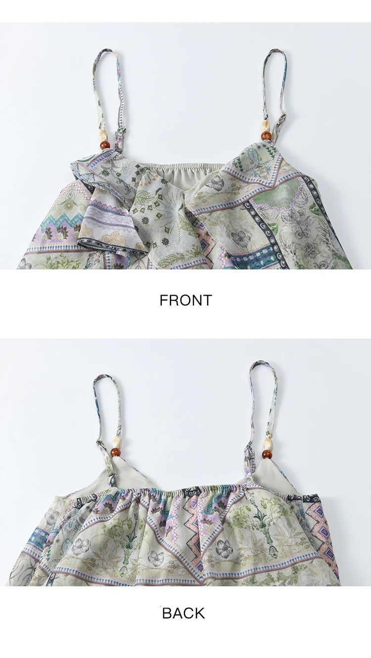 Mishow Plaid Ruffled Layer Chiffon Camisole MXE33X1803
