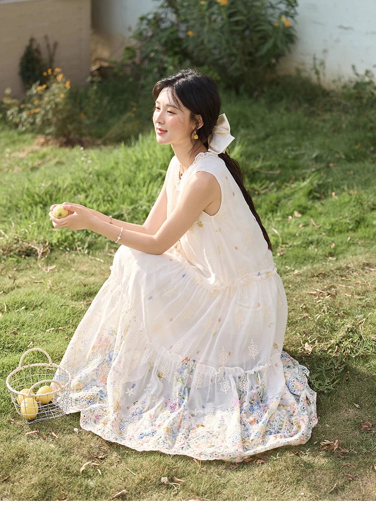 Mishow Mushroom Edge O-Neck Lace Up Tassel Dress MXE36L2253