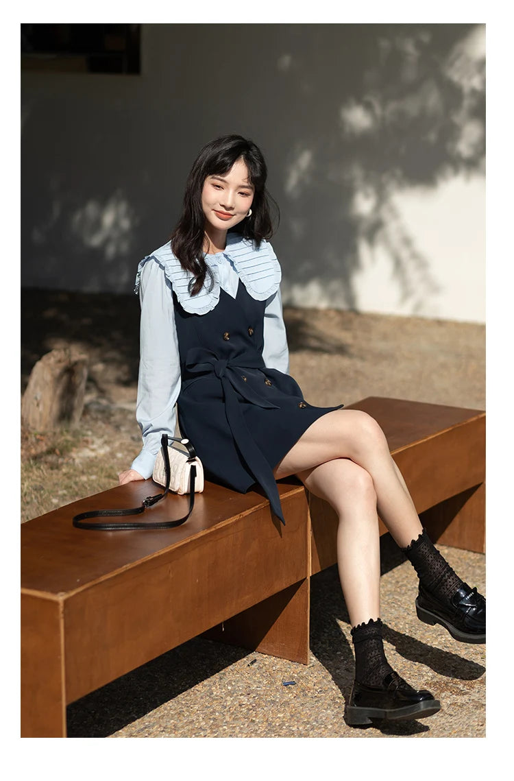 Mishow Korean Doll Collar Vest & Shirt Dress Set MXB12C0199