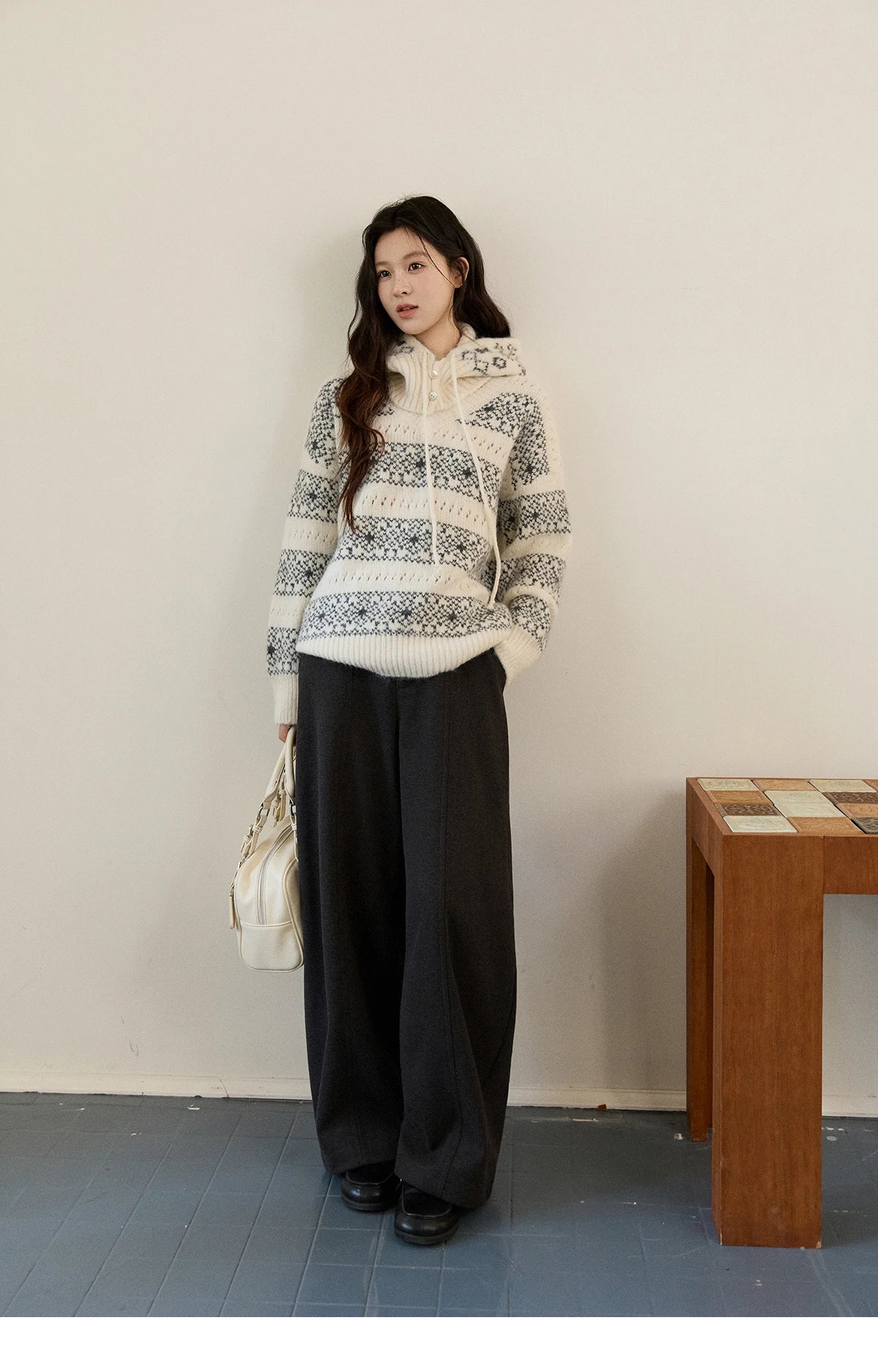 Mishow Fair Isle Removable Hood Sweater MXE94Z2979