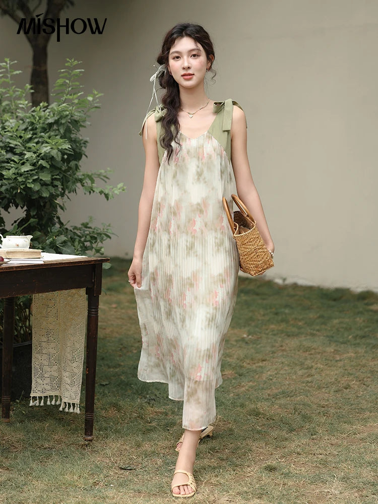 Mishow French Floral Suspender Vacation Dress MXD28L1862