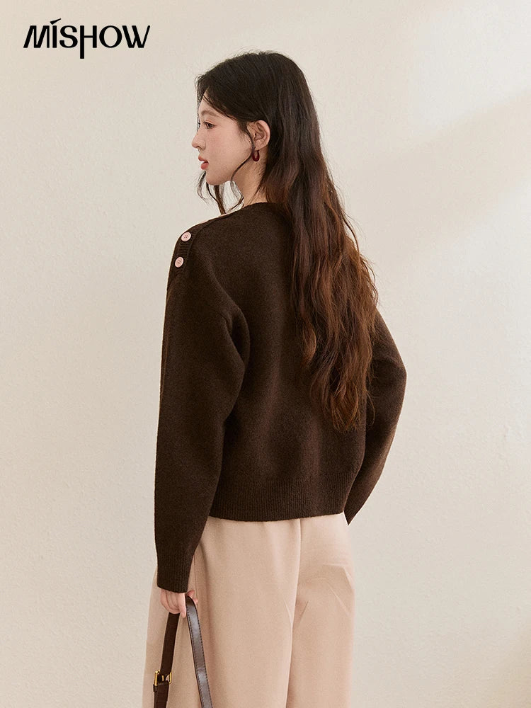 Mishow French Crew Neck Dog Jacquard Pullover MXE94Z2890
