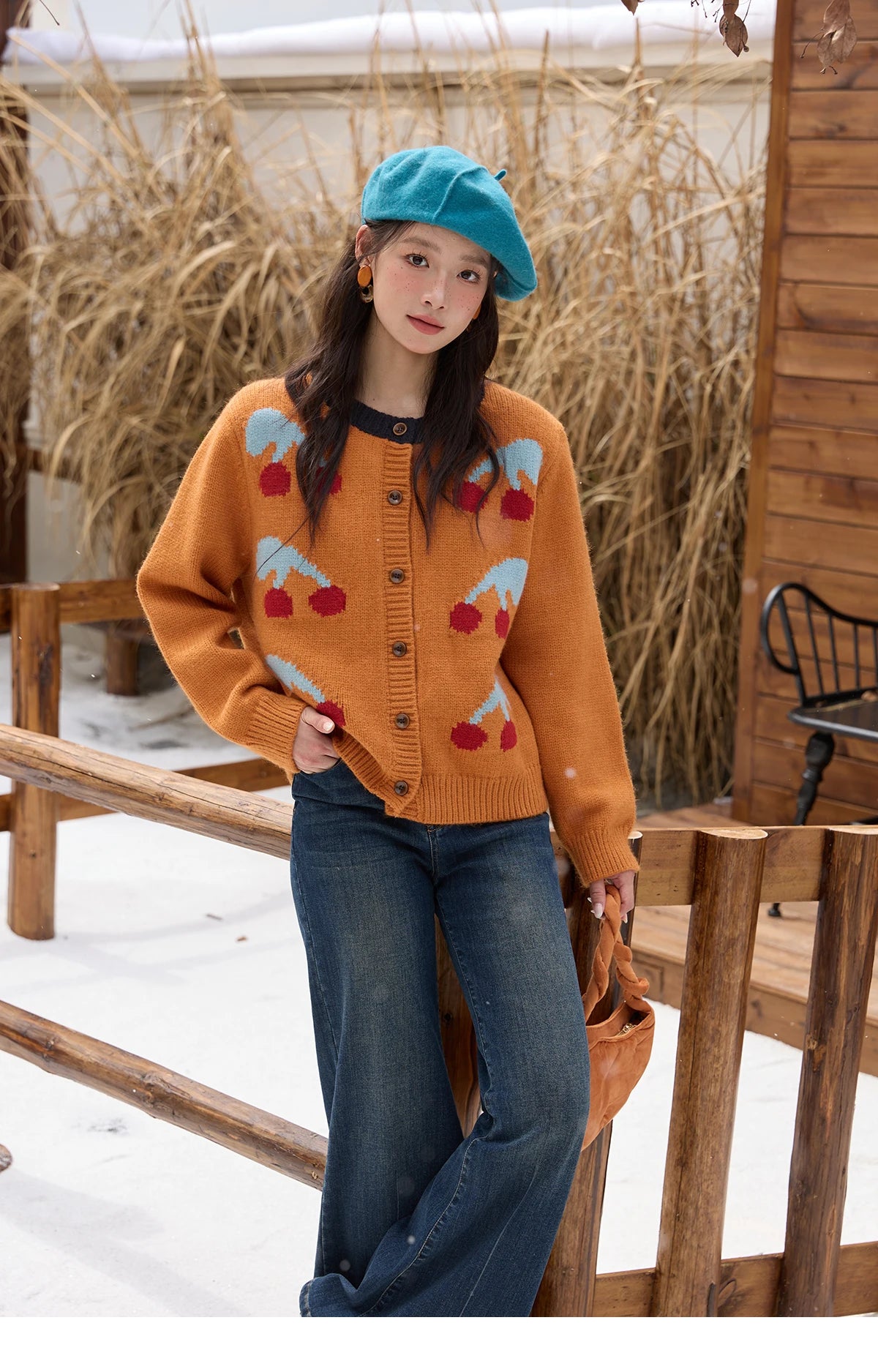 Mishow Cherry Jacquard Retro Sweet Cardigan MXE88Z2689
