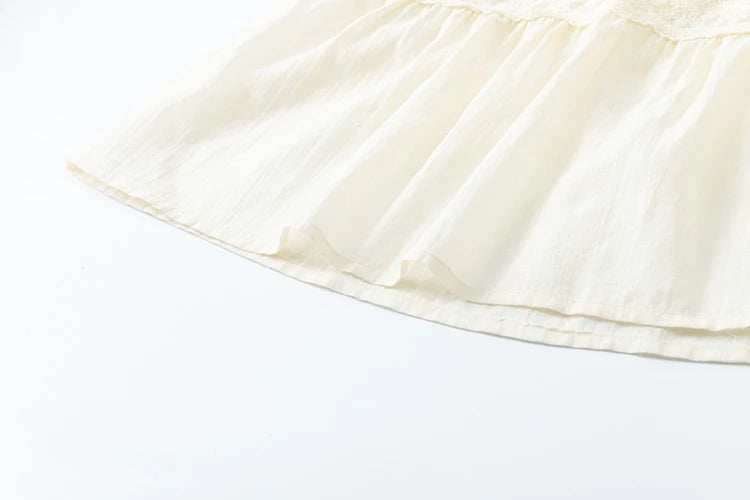 Mishow Apricot 100% Cotton Splicing Lace Dress MXE16L2168