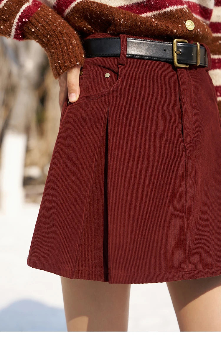 Mishow 100% Cotton A-Line Pleated Mini Skirt MXC55B0216