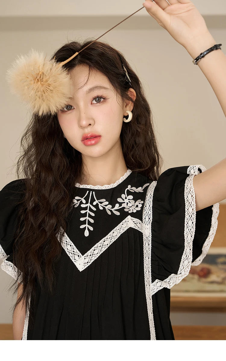 Mishow Lace Embroidery Flying Sleeve Dress MXC39L1562