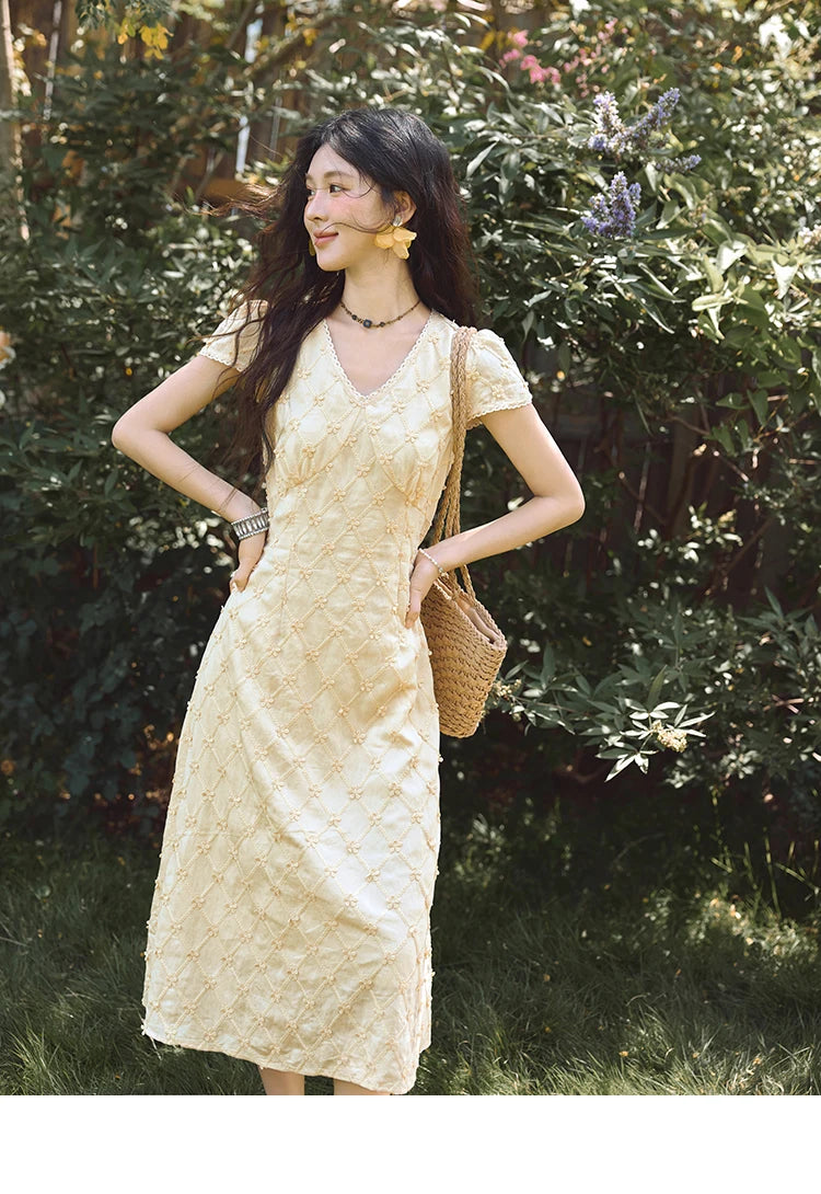 Mishow V-Neck Lace Spliced Embroidery Dress MXE38L2378